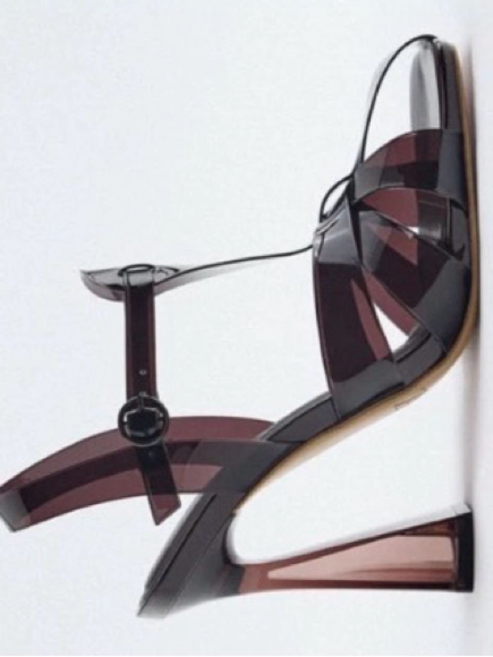 Zara dark brown Transparent T-Strap Block Heel Sandals
